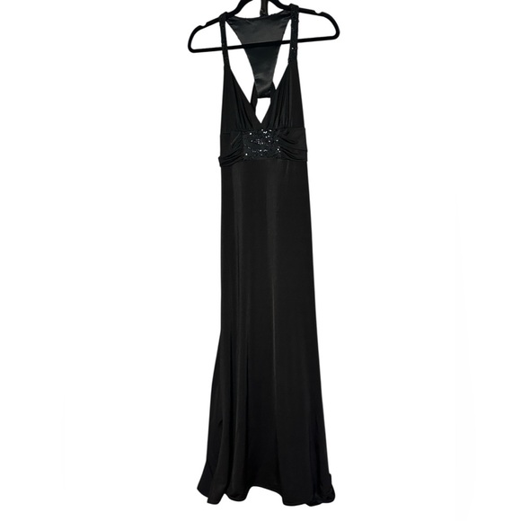 Deadstock NWTJessica McClintock Gunne Sax Black Dress Maxi Open Back Gown Sz 8 - Picture 1 of 9